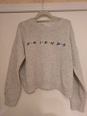 FRIENDS 90s TV Show Cream Speckled Knit Sweater Juniors M 7/9